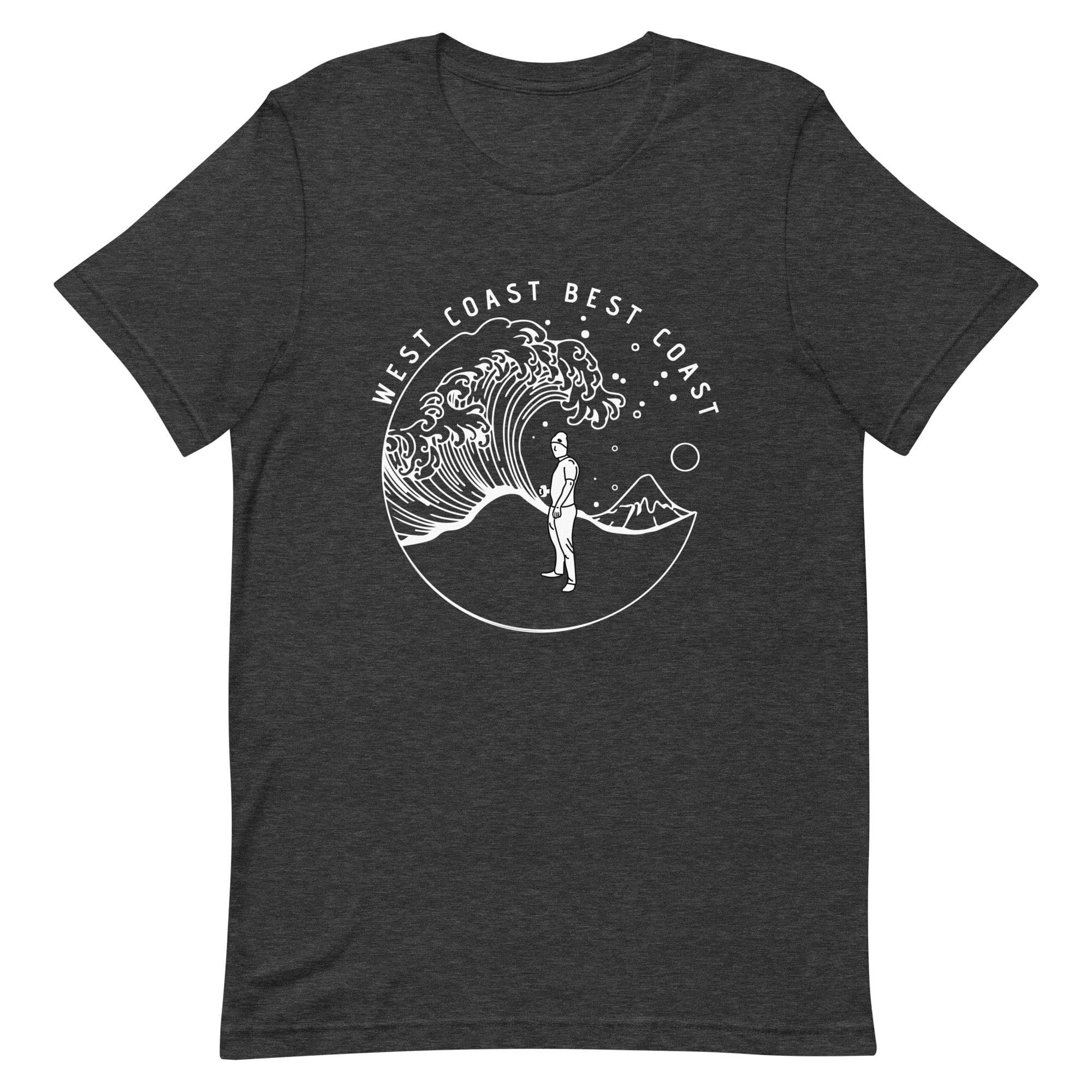 Design of West Coast Best Coast - Unisex t-shirt , the colour is Dark Grey Heather