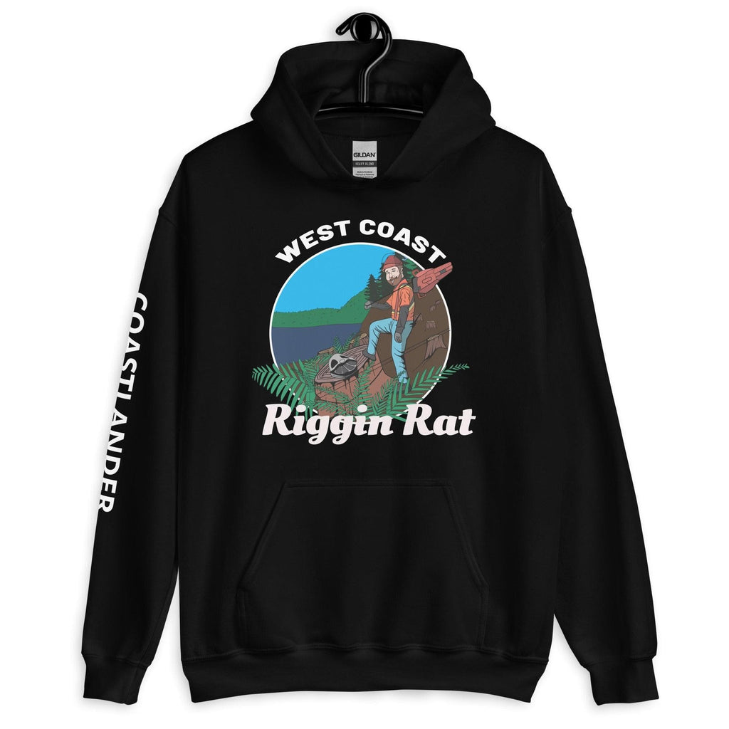 Design of West Coast Riggin Rat Black - Unisex Hoodie , the colour is
