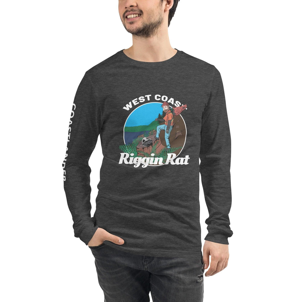 Design of West Coast Riggin Rat - Unisex Long Sleeve Tee , the colour is Dark Grey Heather