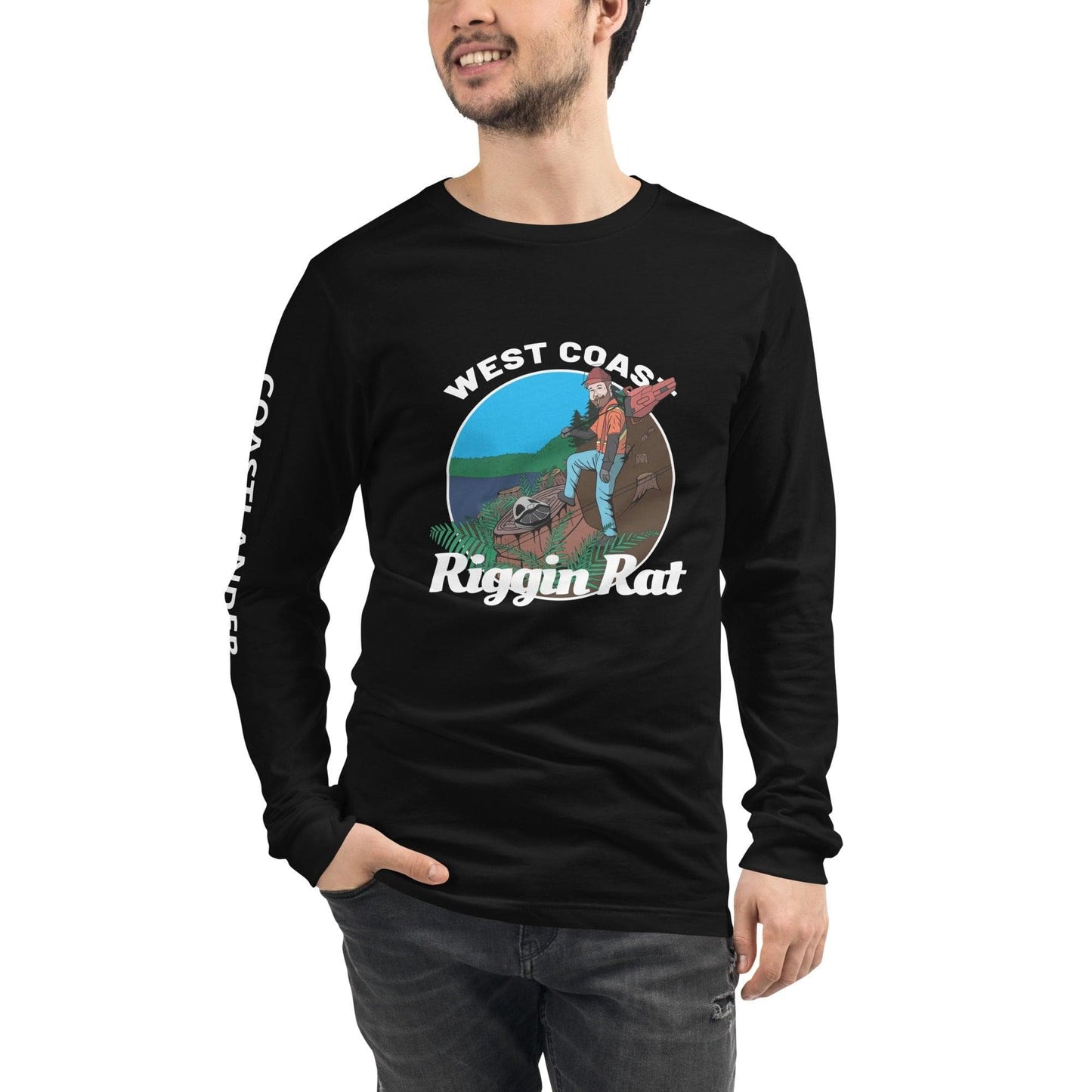 Design of West Coast Riggin Rat - Unisex Long Sleeve Tee , the colour is Black