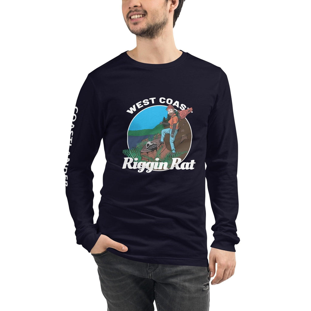Design of West Coast Riggin Rat - Unisex Long Sleeve Tee , the colour is Navy