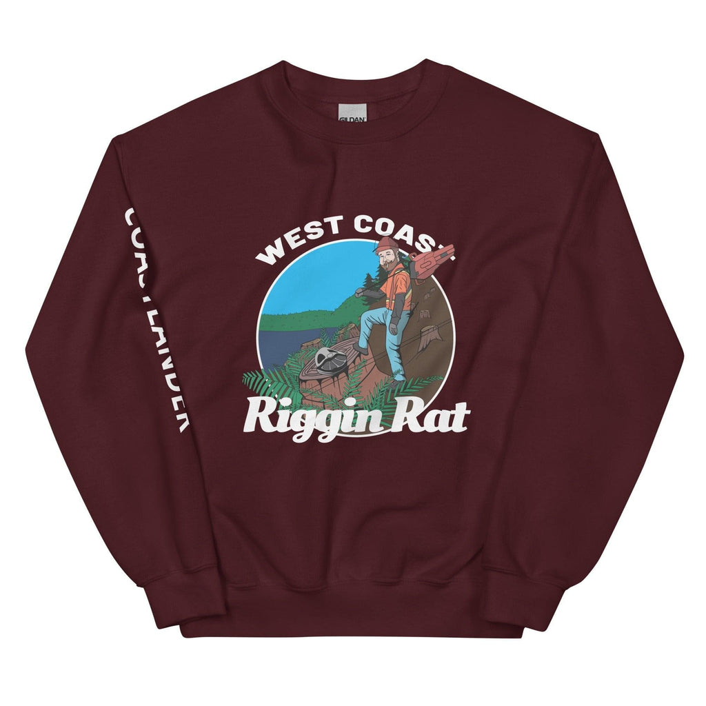 Design of West Coast Riggin Rat - Unisex Sweatshirt , the colour is Maroon