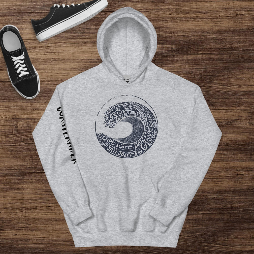 Design of West Coast Wave - North Vancouver Island - Unisex Hoodie , the colour is Sport Grey