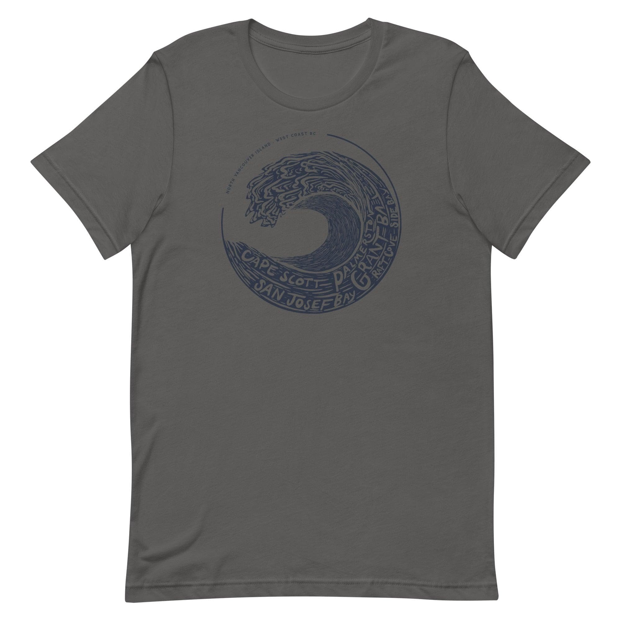 Design of West Coast Wave - North Vancouver Island - Unisex t-shirt , the colour is Asphalt