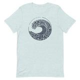 Design of West Coast Wave - North Vancouver Island - Unisex t-shirt , the colour is Heather Prism Ice Blue