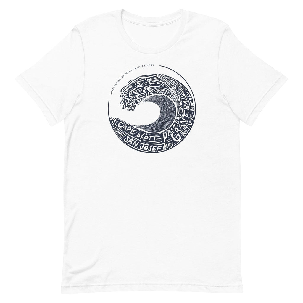 Design of West Coast Wave - North Vancouver Island - Unisex t-shirt , the colour is White