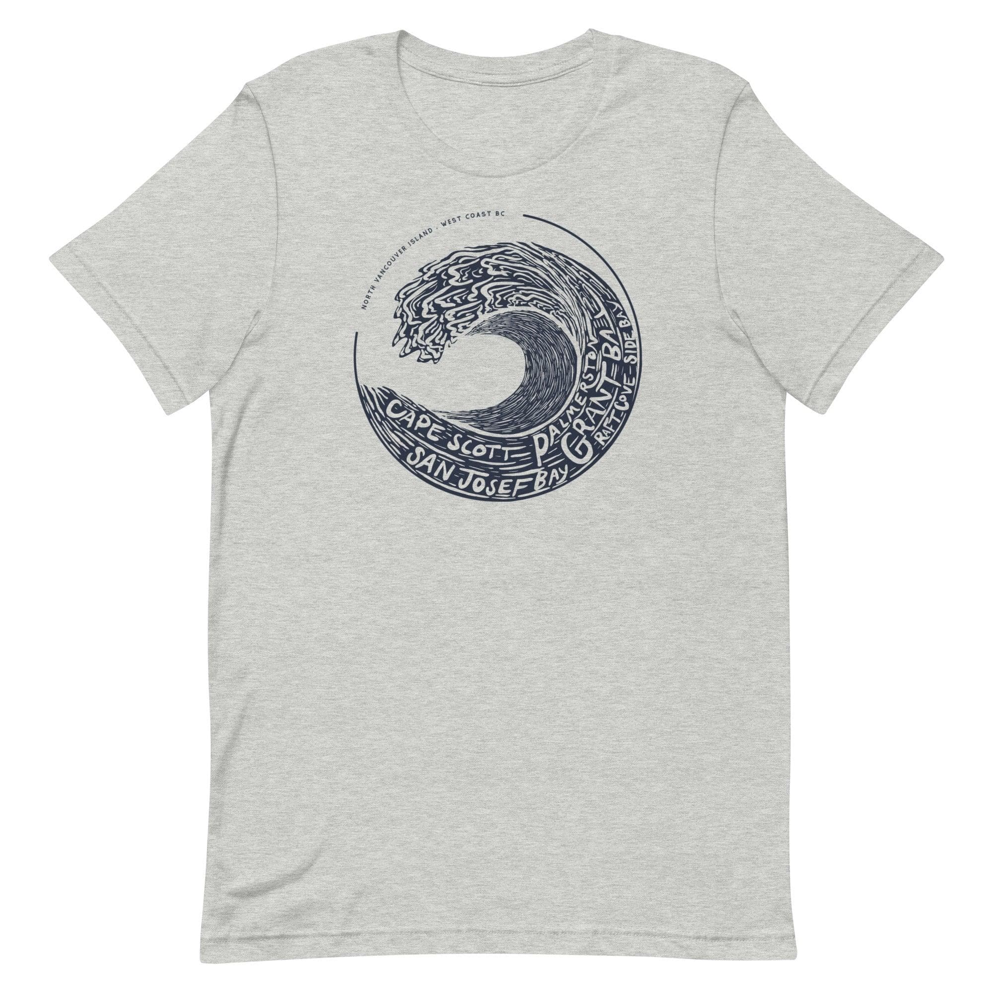 Design of West Coast Wave - North Vancouver Island - Unisex t-shirt , the colour is Athletic Heather