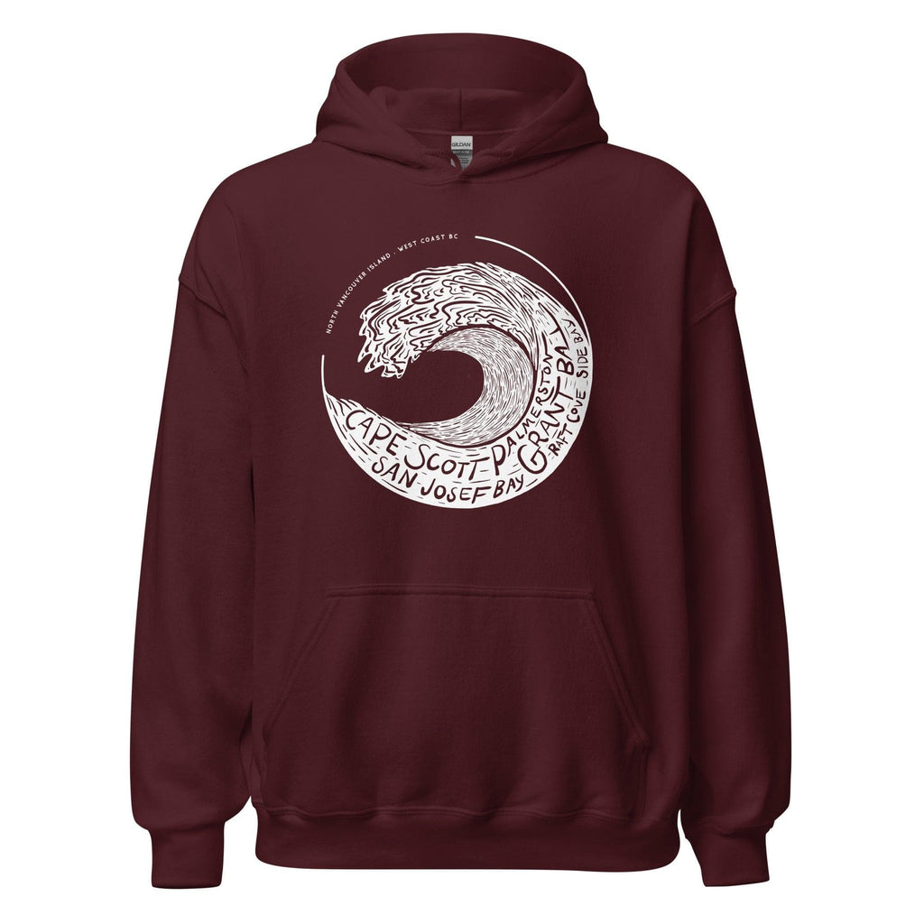 Design of West Coast Wave - Unisex Hoodie , the colour is Maroon