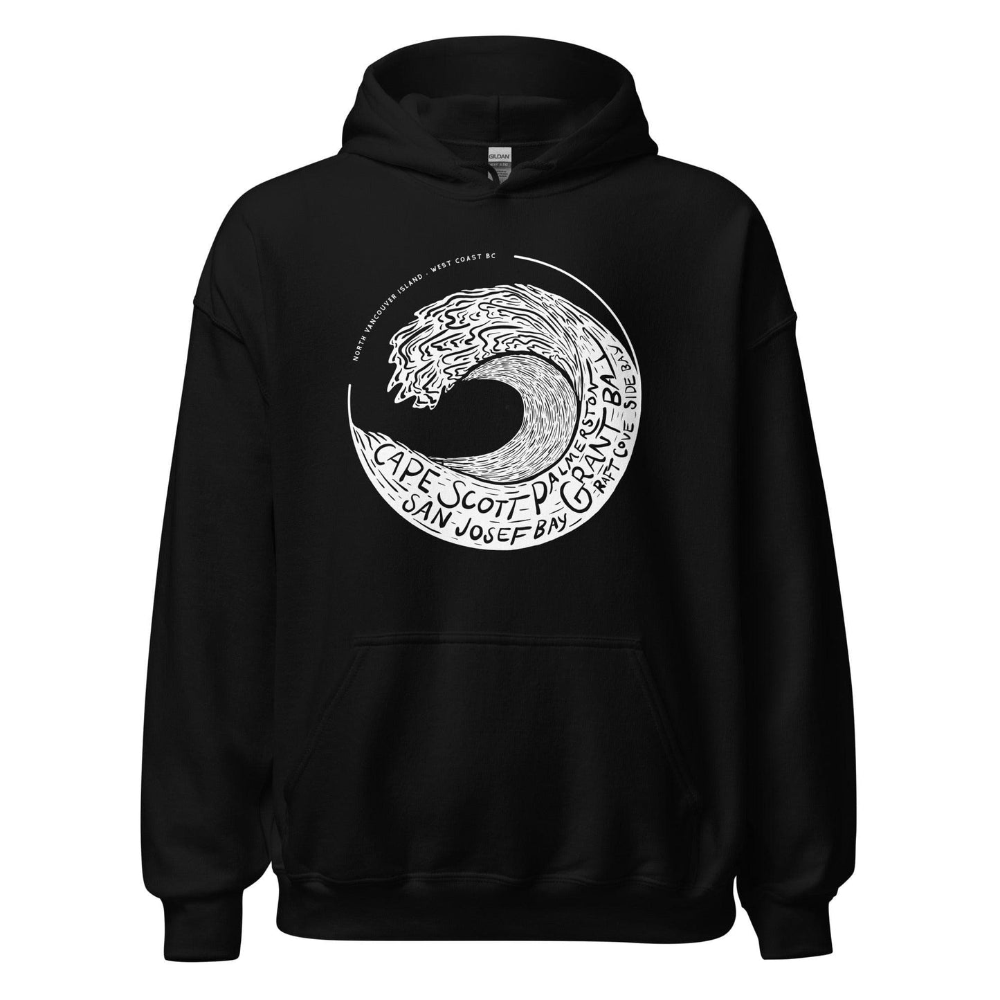 Design of West Coast Wave - Unisex Hoodie , the colour is Black