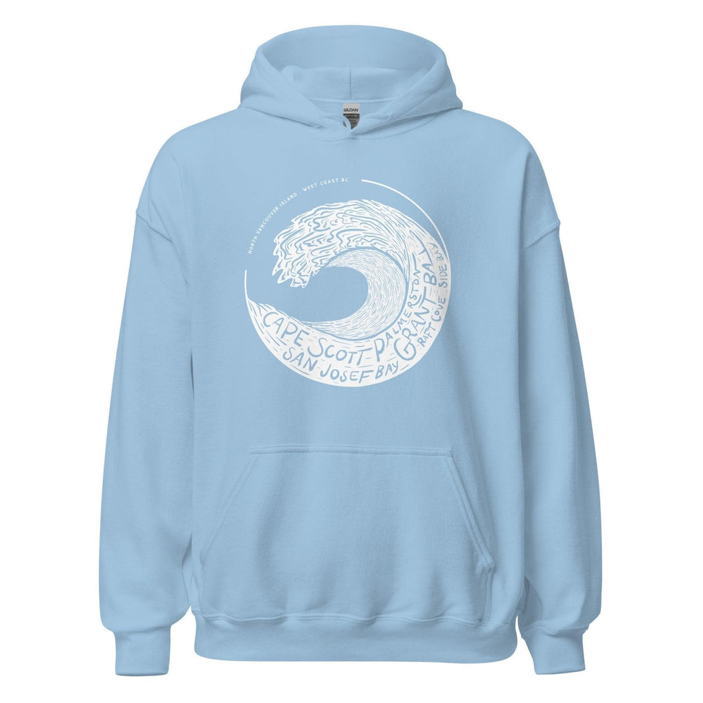 Design of West Coast Wave - Unisex Hoodie , the colour is Light Blue