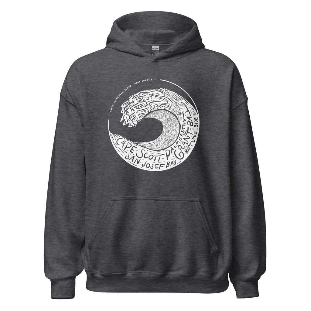 Design of West Coast Wave - Unisex Hoodie , the colour is Dark Heather