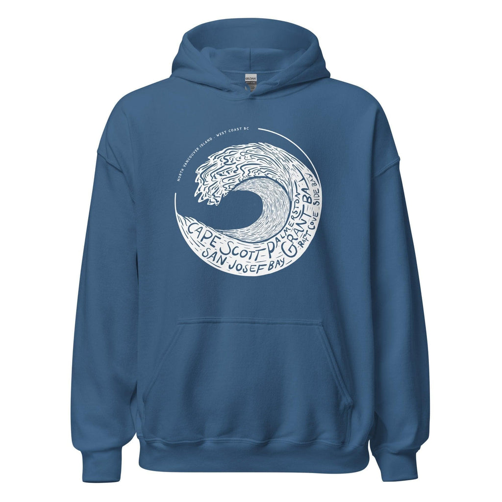 Design of West Coast Wave - Unisex Hoodie , the colour is Indigo Blue