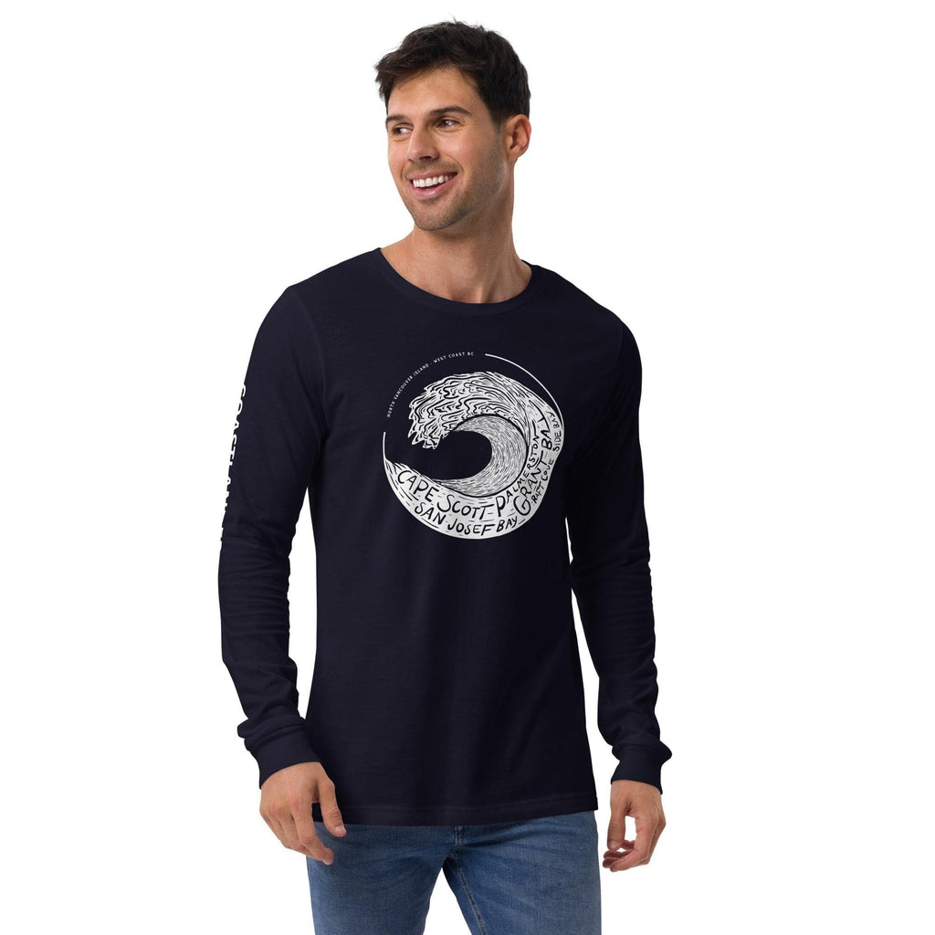 Design of West Coast Wave - Unisex Long Sleeve Tee , the colour is Navy