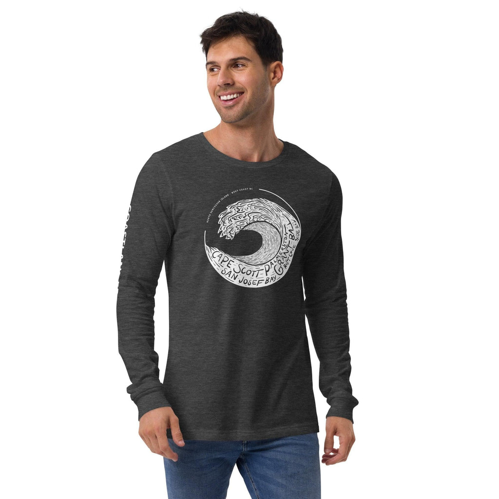 Design of West Coast Wave - Unisex Long Sleeve Tee , the colour is Dark Grey Heather