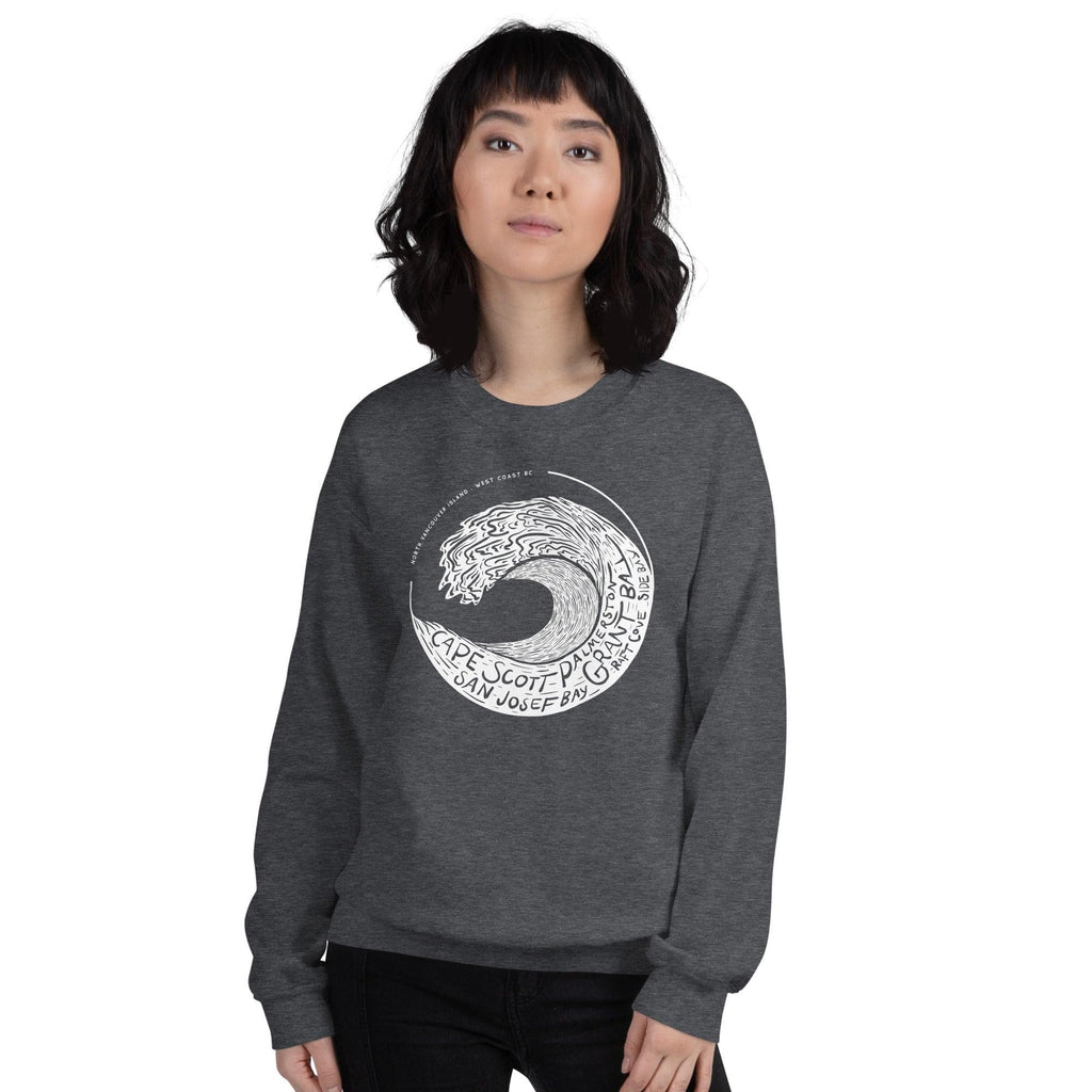 Design of West Coast Wave - Unisex Sweatshirt , the colour is Dark Heather