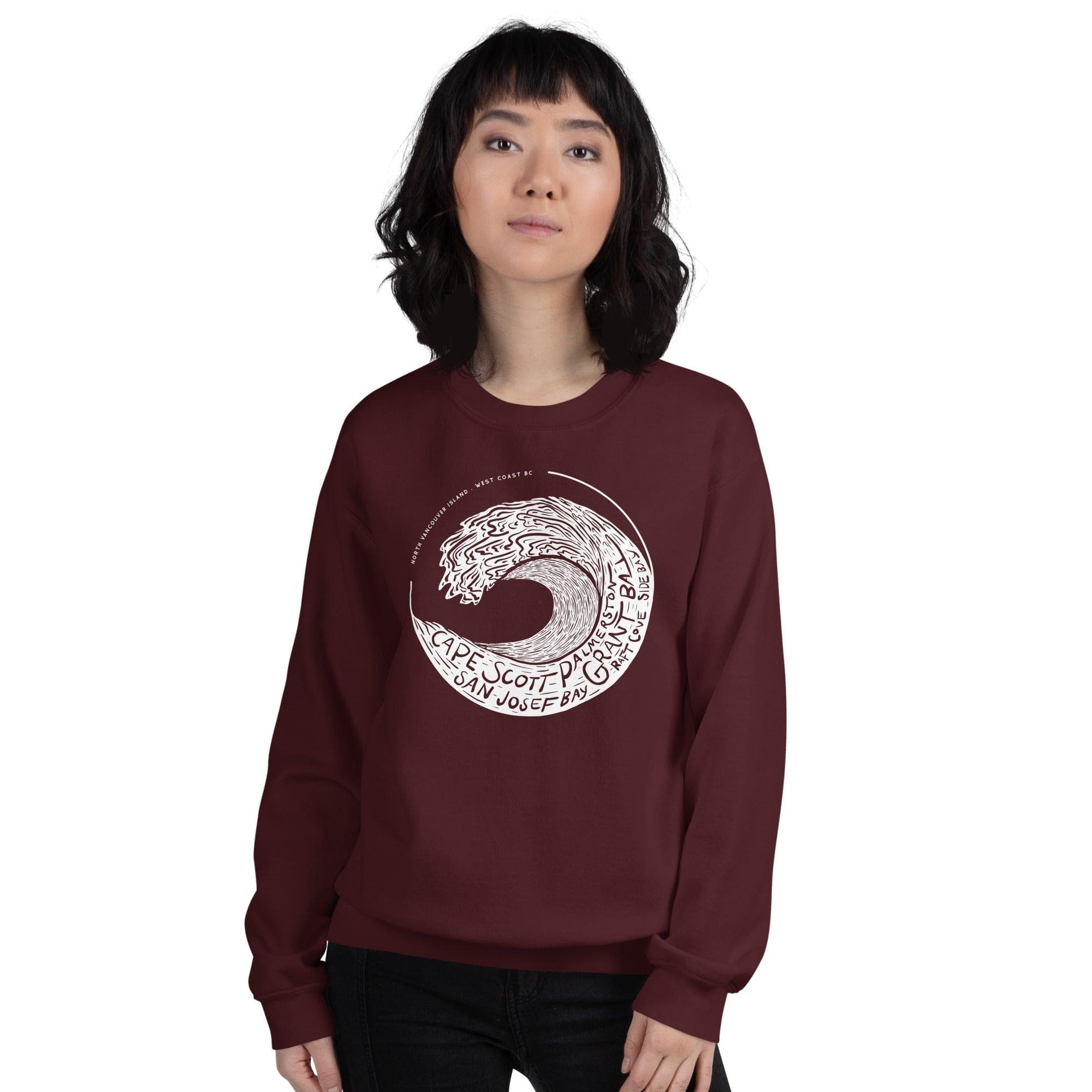 Design of West Coast Wave - Unisex Sweatshirt , the colour is Maroon