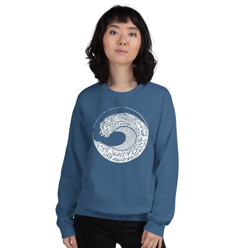 Design of West Coast Wave - Unisex Sweatshirt , the colour is Indigo Blue