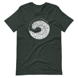 Design of West Coast Wave - Unisex t-shirt , the colour is Heather Forest