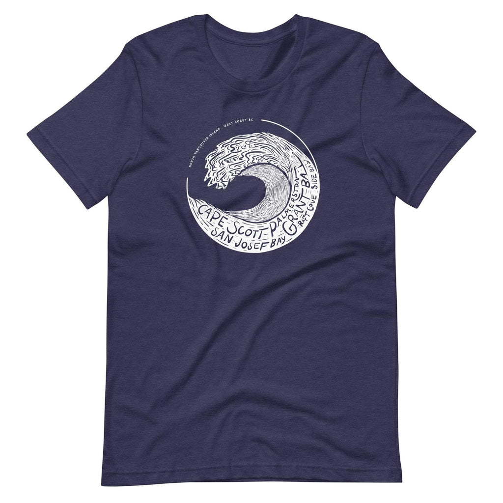 Design of West Coast Wave - Unisex t-shirt , the colour is Heather Midnight Navy