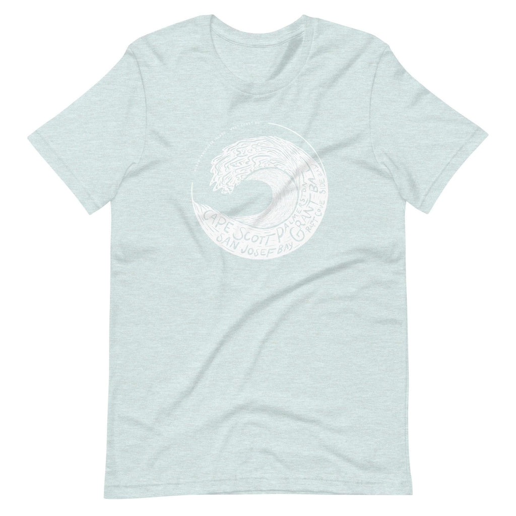 Design of West Coast Wave - Unisex t-shirt , the colour is Heather Prism Ice Blue