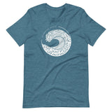 Design of West Coast Wave - Unisex t-shirt , the colour is Heather Deep Teal