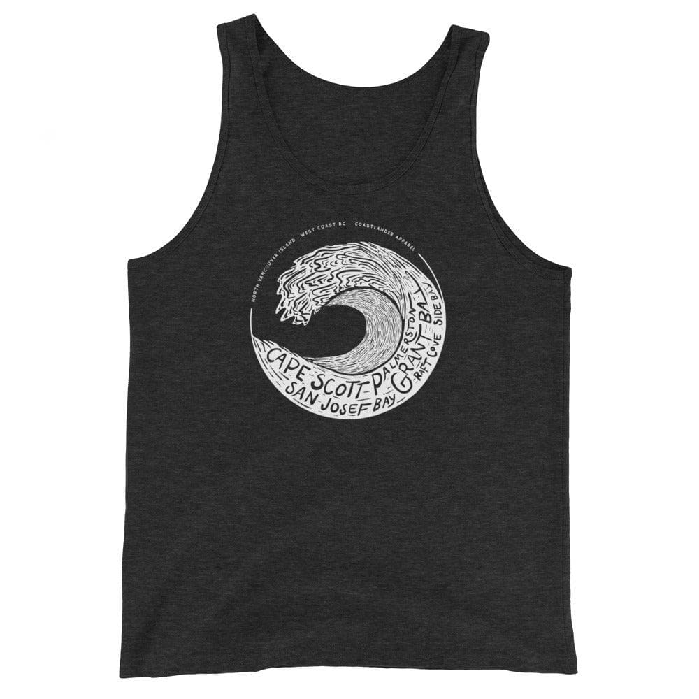 Design of West Coast Wave - Unisex Tank Top , the colour is Charcoal-Black Triblend