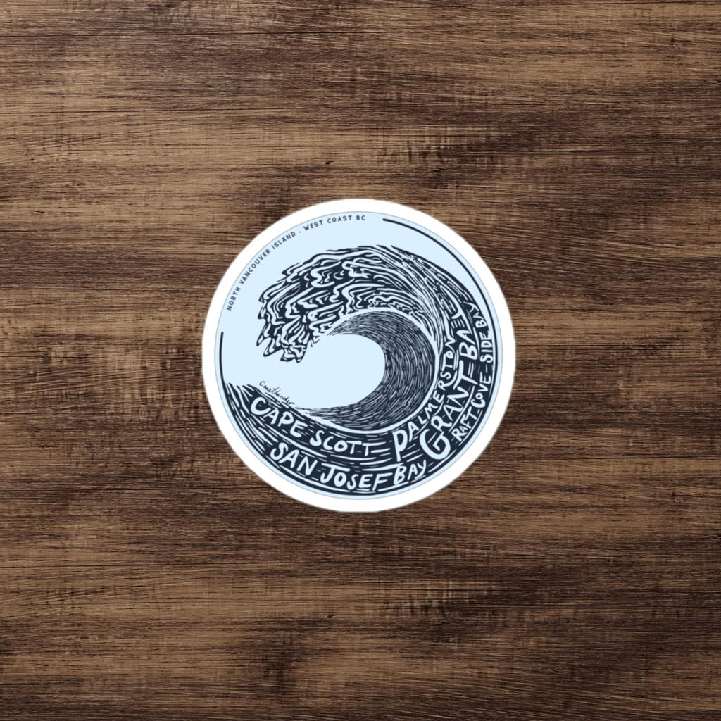 Design of West Coast Wave - Vancouver Island North - Cape Scott - Sticker , the colour is