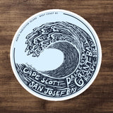 Design of West Coast Wave - Vancouver Island North - Cape Scott - Sticker , the colour is 5.5″×5.5″