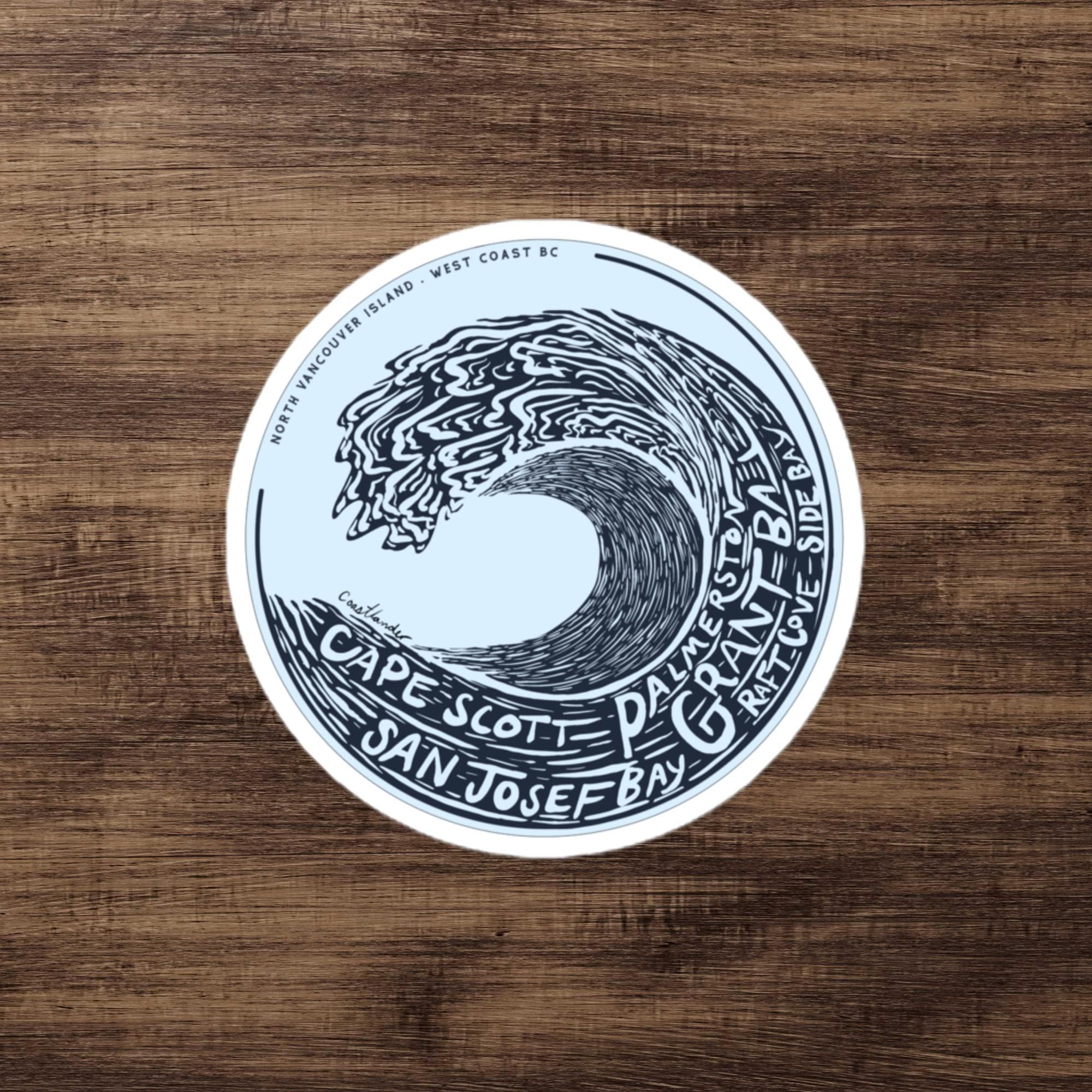 Design of West Coast Wave - Vancouver Island North - Cape Scott - Sticker , the colour is
