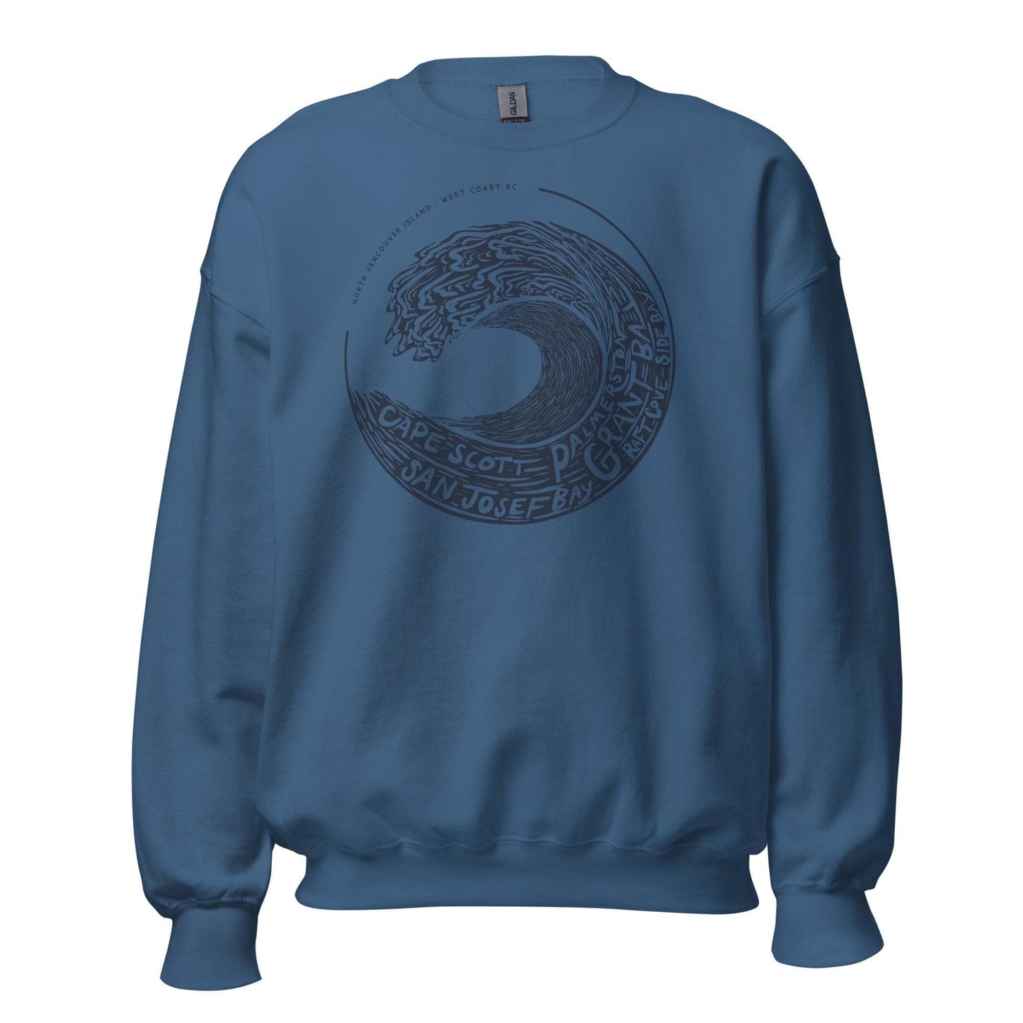Design of West Coast Wave - Vancouver Island North - Unisex Sweatshirt , the colour is