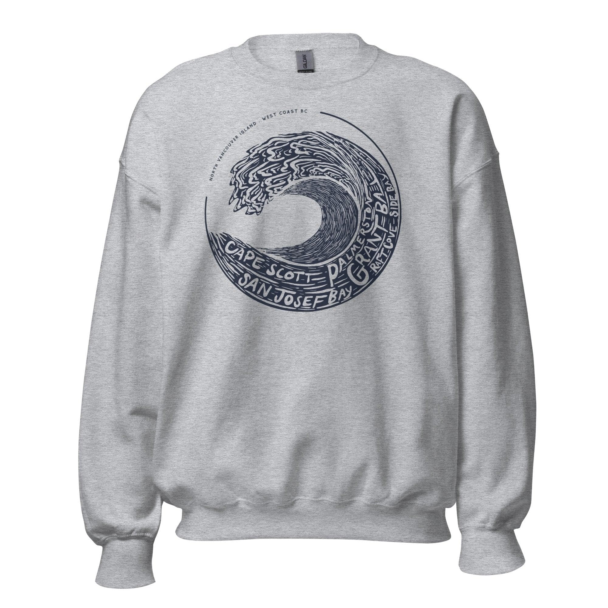 Design of West Coast Wave - Vancouver Island North - Unisex Sweatshirt , the colour is