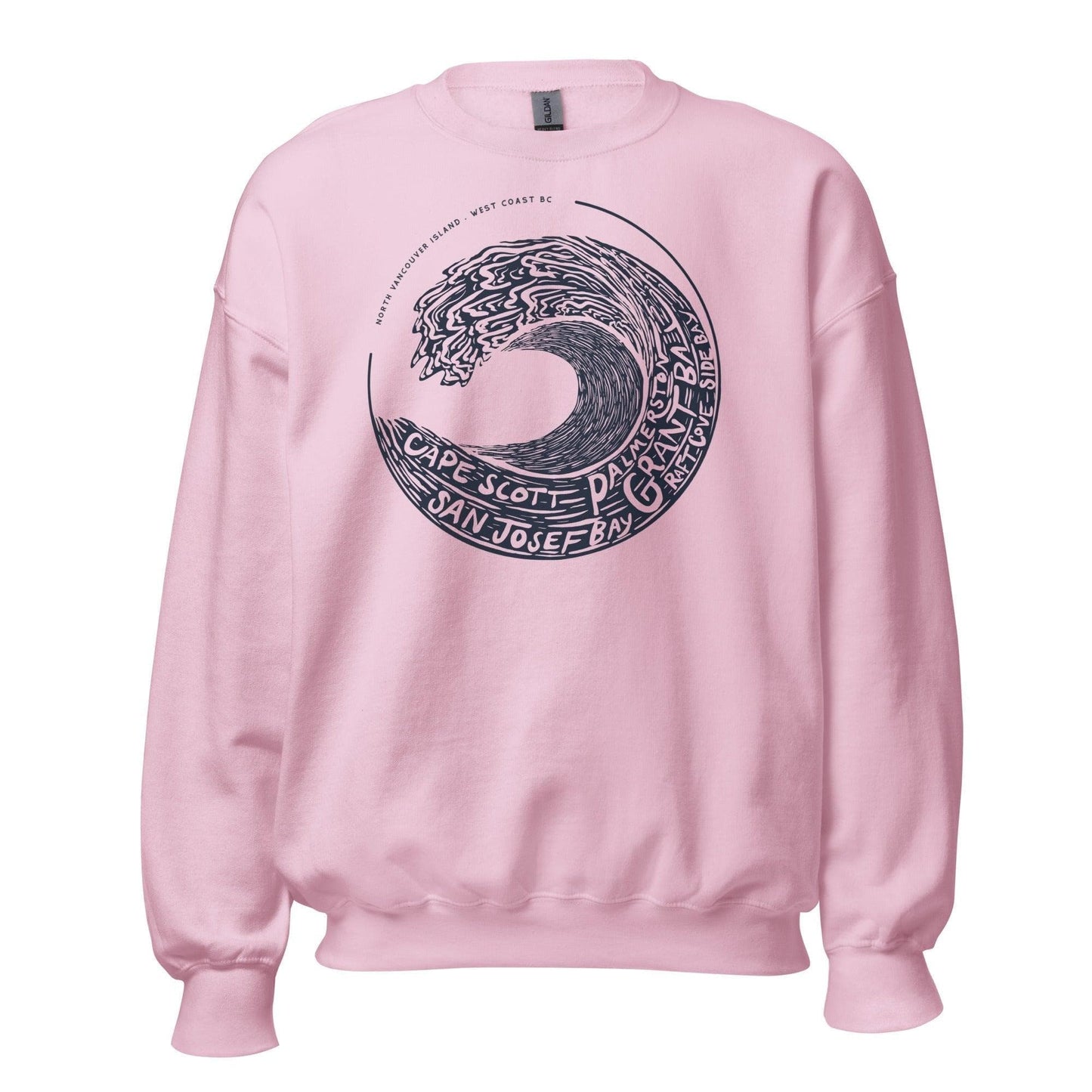 Design of West Coast Wave - Vancouver Island North - Unisex Sweatshirt , the colour is
