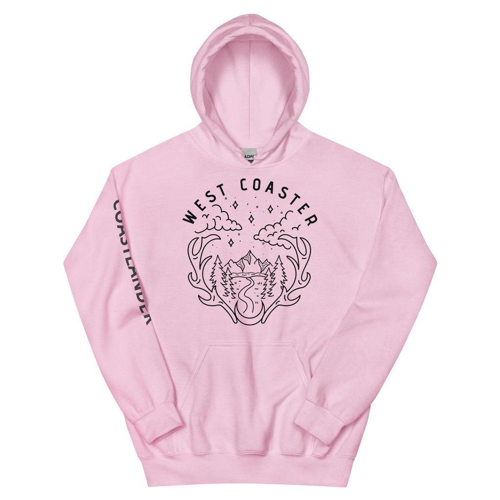 Design of West Coaster - Gildan Unisex Hoodie , the colour is Light Pink
