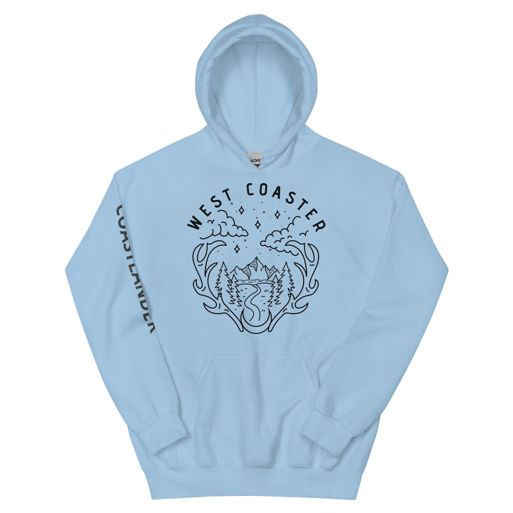Design of West Coaster - Gildan Unisex Hoodie , the colour is Light Blue