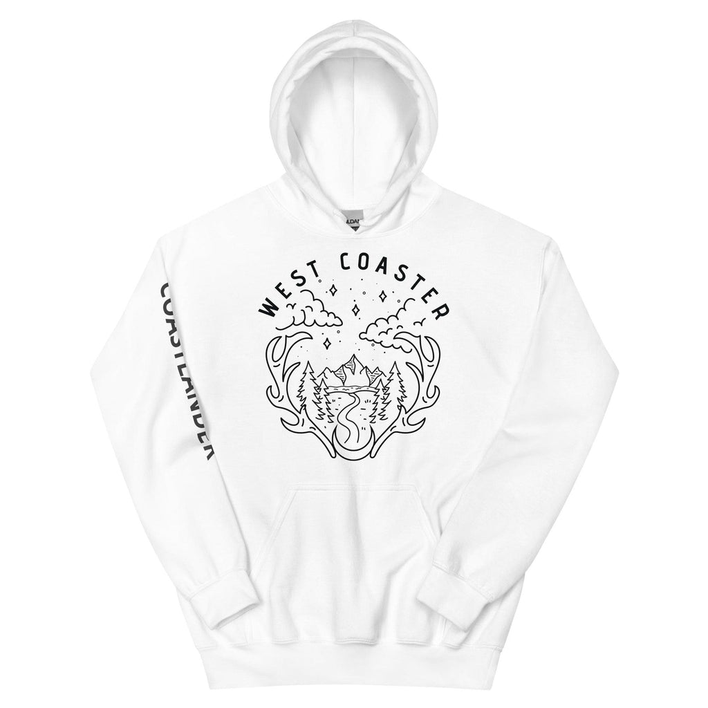 Design of West Coaster - Gildan Unisex Hoodie , the colour is White