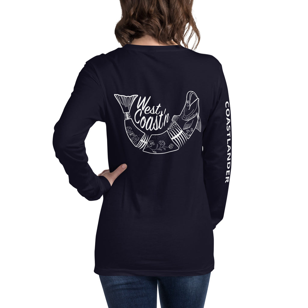 Design of West Coastin Fish - Unisex Long Sleeve Tee , the colour is Navy