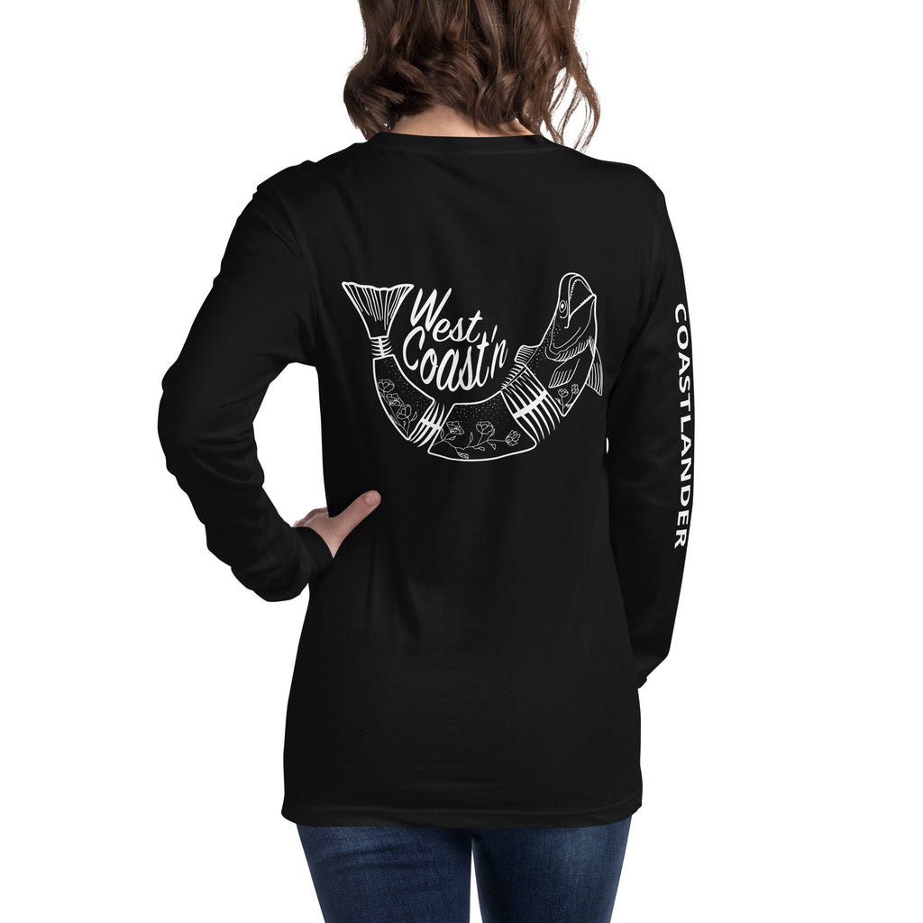 Design of West Coastin Fish - Unisex Long Sleeve Tee , the colour is Black