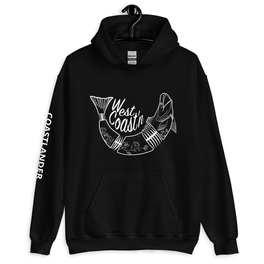 Design of West Coast'n Fish - Unisex Hoodie , the colour is Black