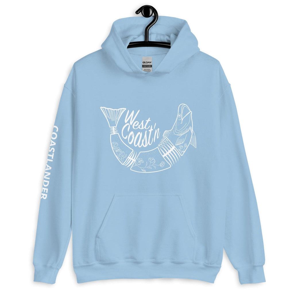 Design of West Coast'n Fish - Unisex Hoodie , the colour is Light Blue