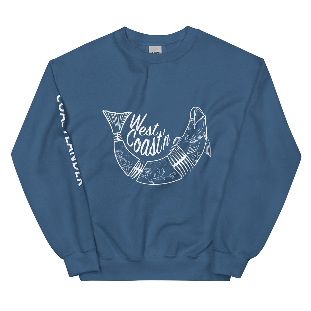 Design of West Coast'n Fish - Unisex Sweatshirt , the colour is Indigo Blue