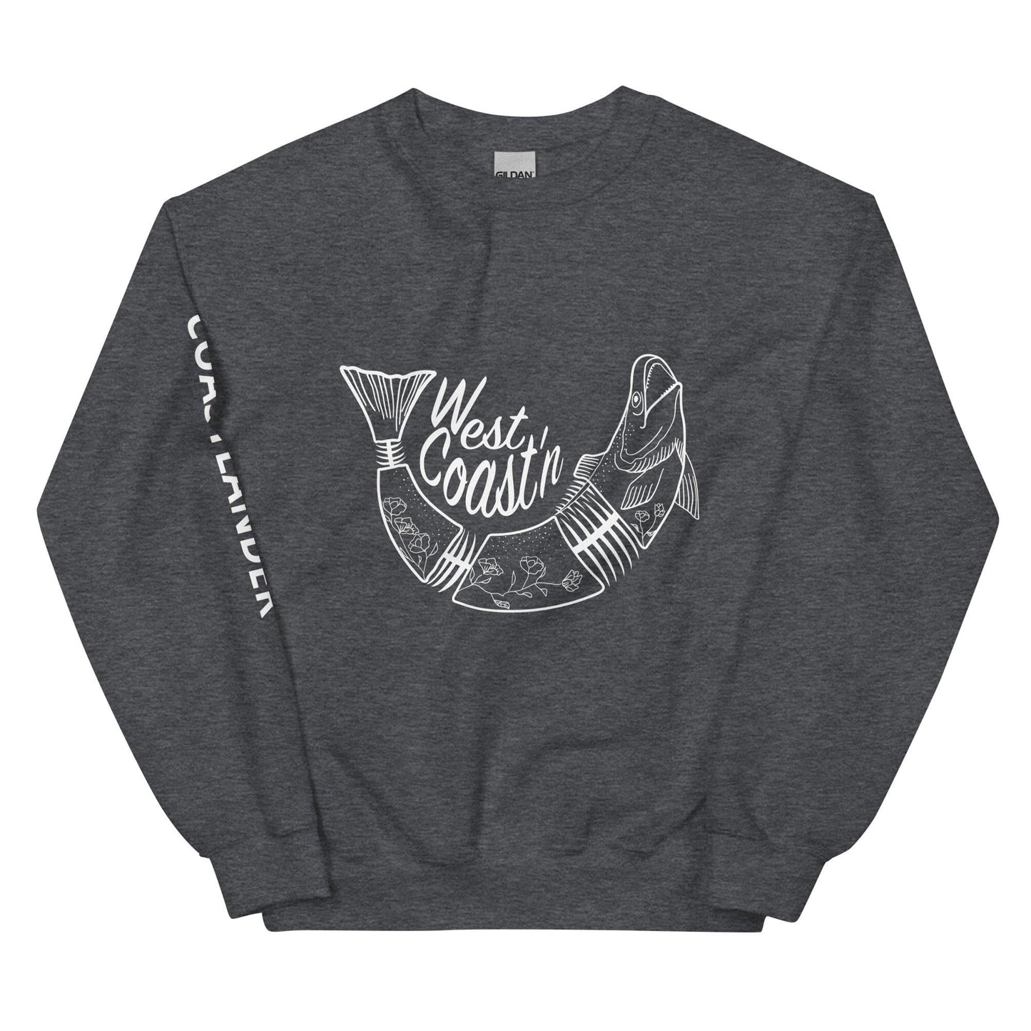 Design of West Coast'n Fish - Unisex Sweatshirt , the colour is Dark Heather