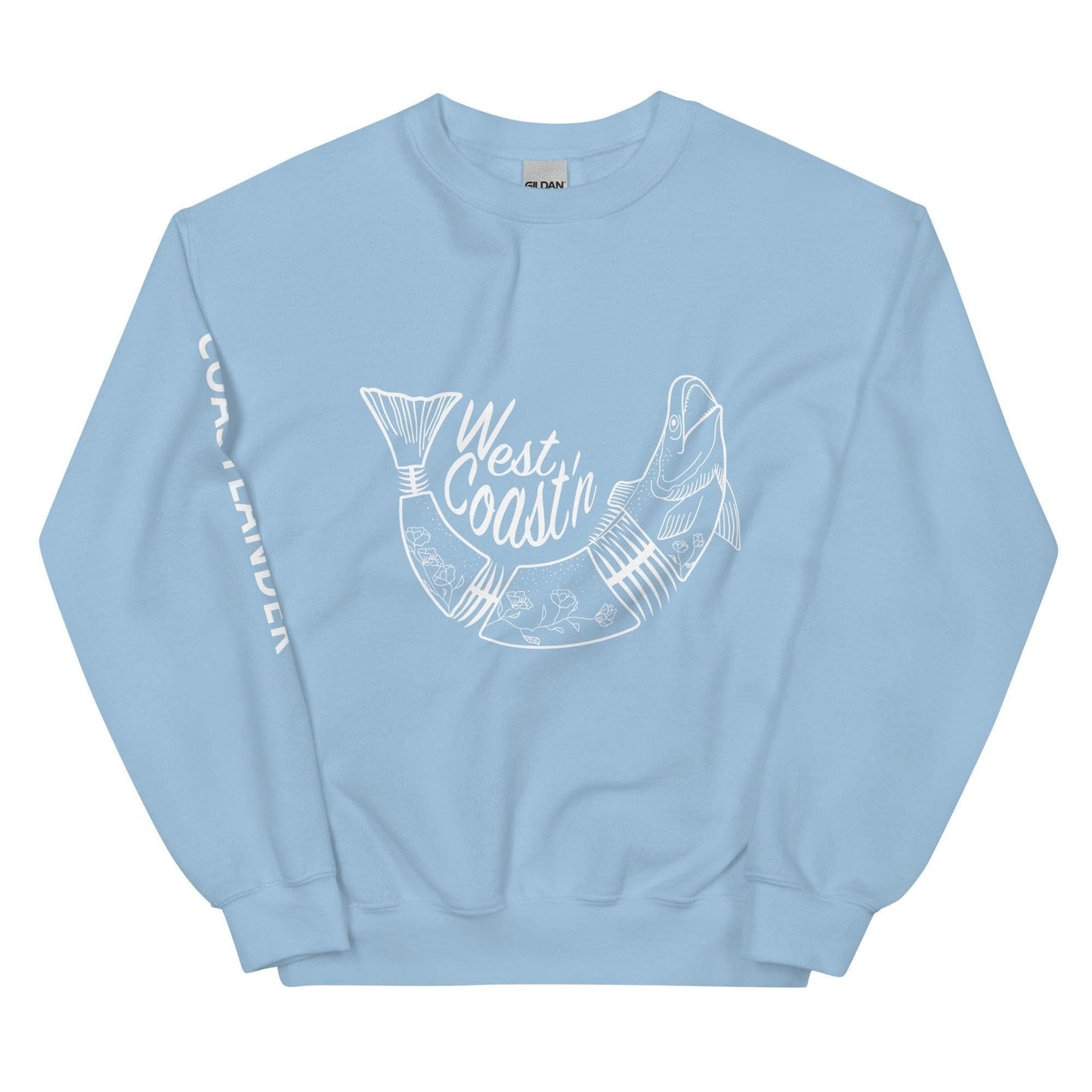 Design of West Coast'n Fish - Unisex Sweatshirt , the colour is Light Blue