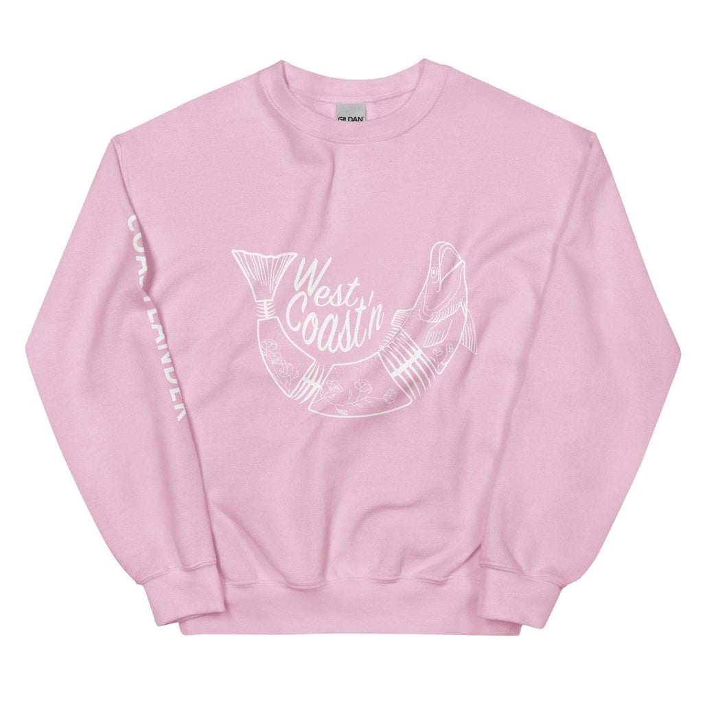 Design of West Coast'n Fish - Unisex Sweatshirt , the colour is Light Pink