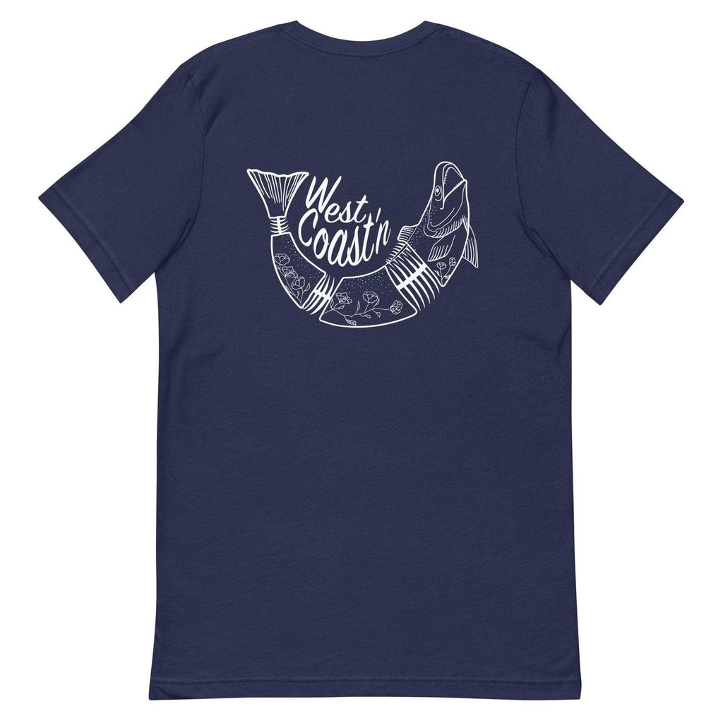 Design of West Coast'n Fish - Unisex t-shirt , the colour is Navy