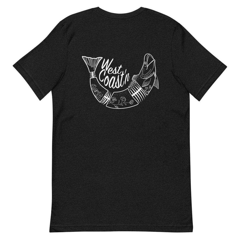Design of West Coast'n Fish - Unisex t-shirt , the colour is Black Heather