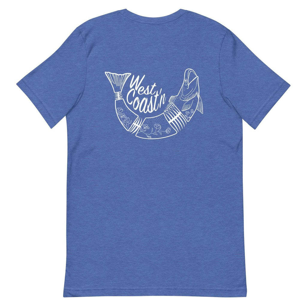 Design of West Coast'n Fish - Unisex t-shirt , the colour is Heather True Royal