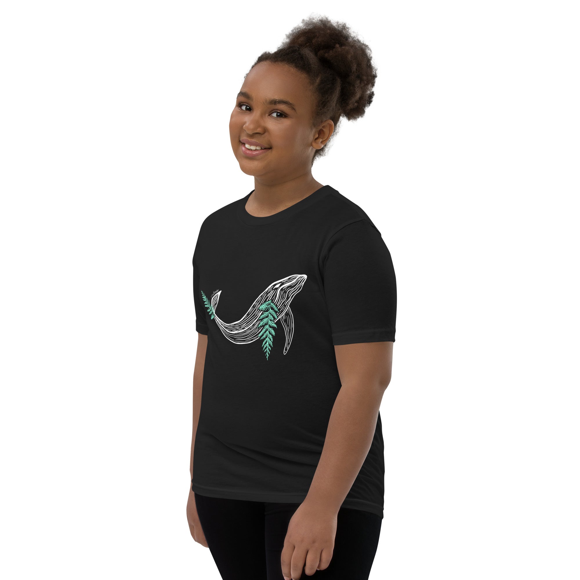 Design of Whale & Branch Design - Kids - Youth Short Sleeve T-Shirt , the colour is