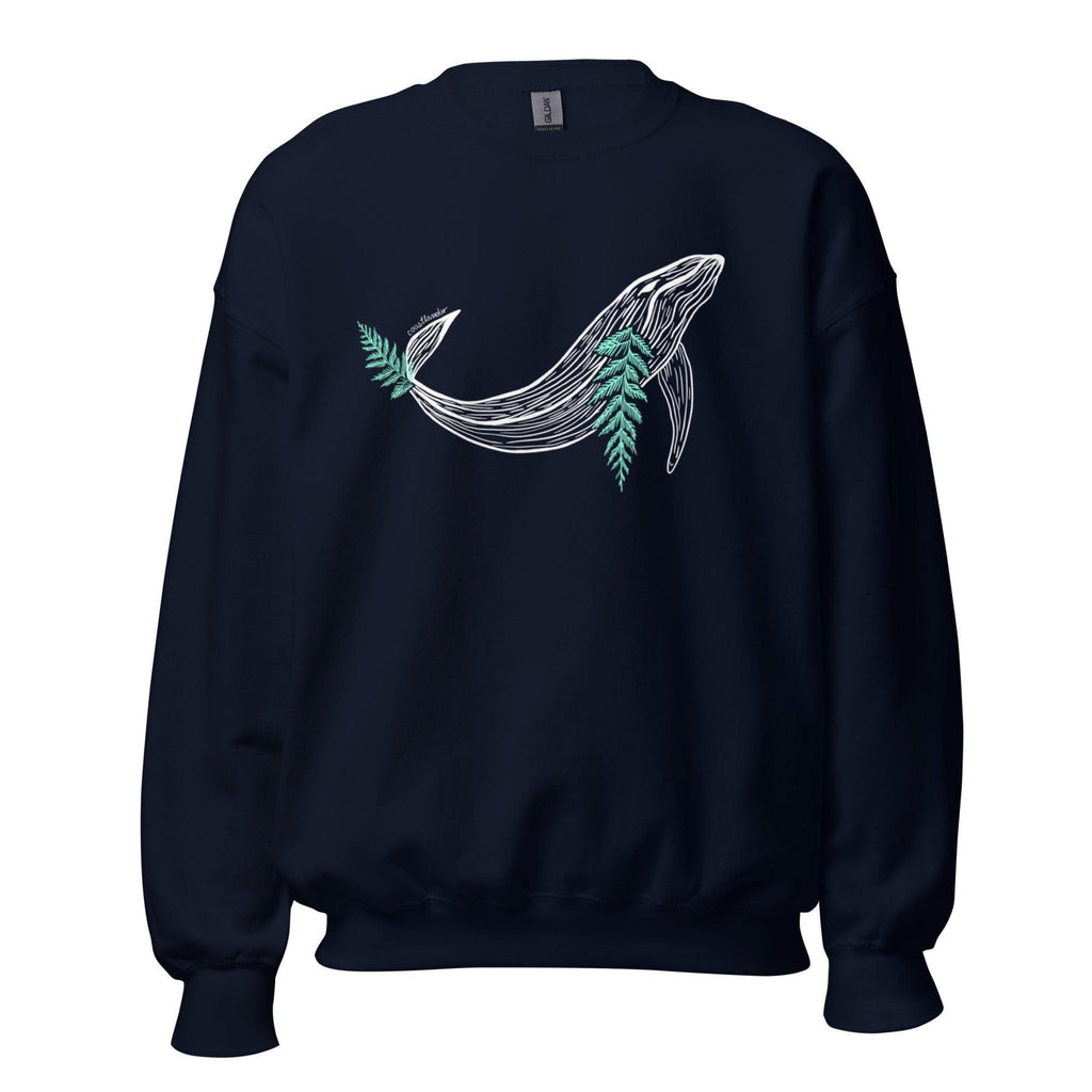 Design of Whale & Ceder Branch Design - Unisex Sweatshirt , the colour is Navy