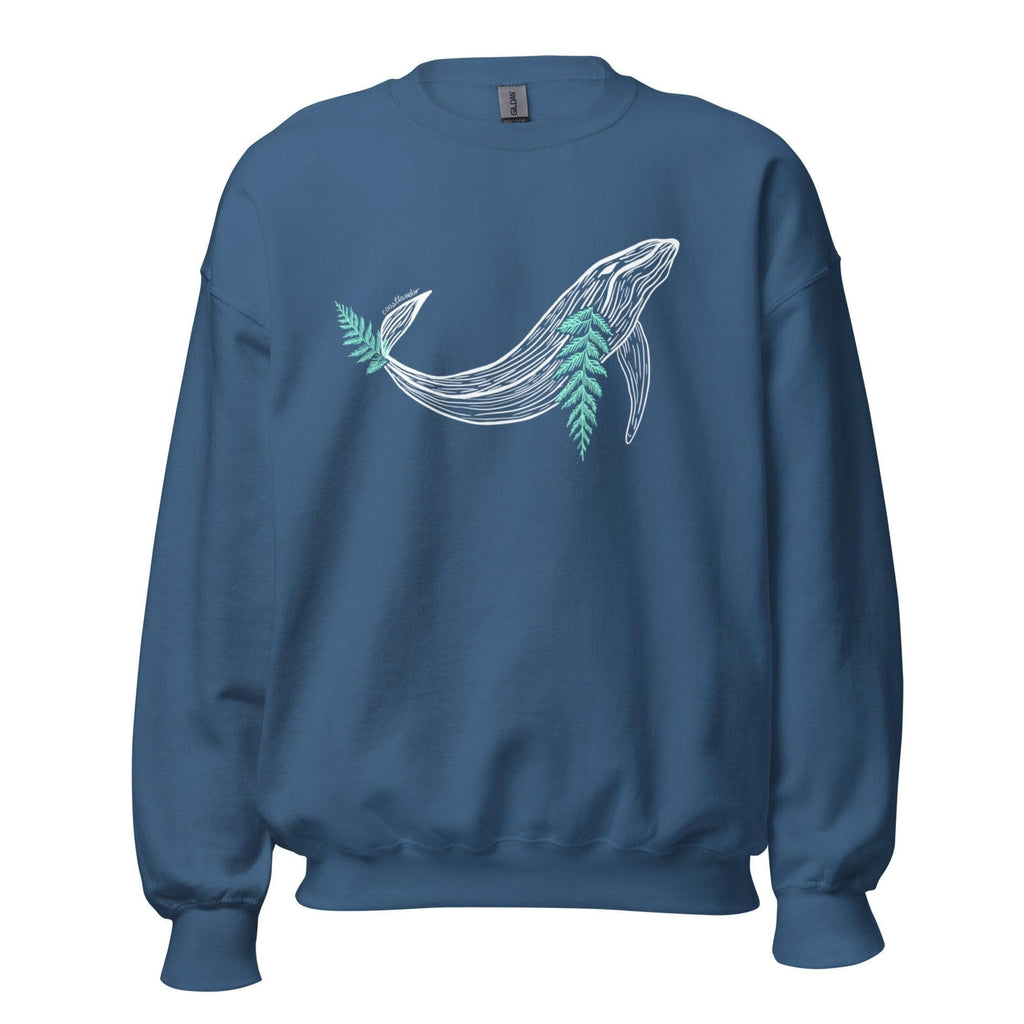 Design of Whale & Ceder Branch Design - Unisex Sweatshirt , the colour is Indigo Blue