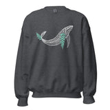 Design of Whale & Ceder Branch Design - Unisex Sweatshirt , the colour is Dark Heather